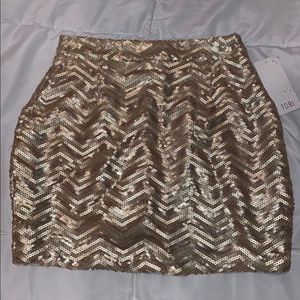 gold sequin mini skirt